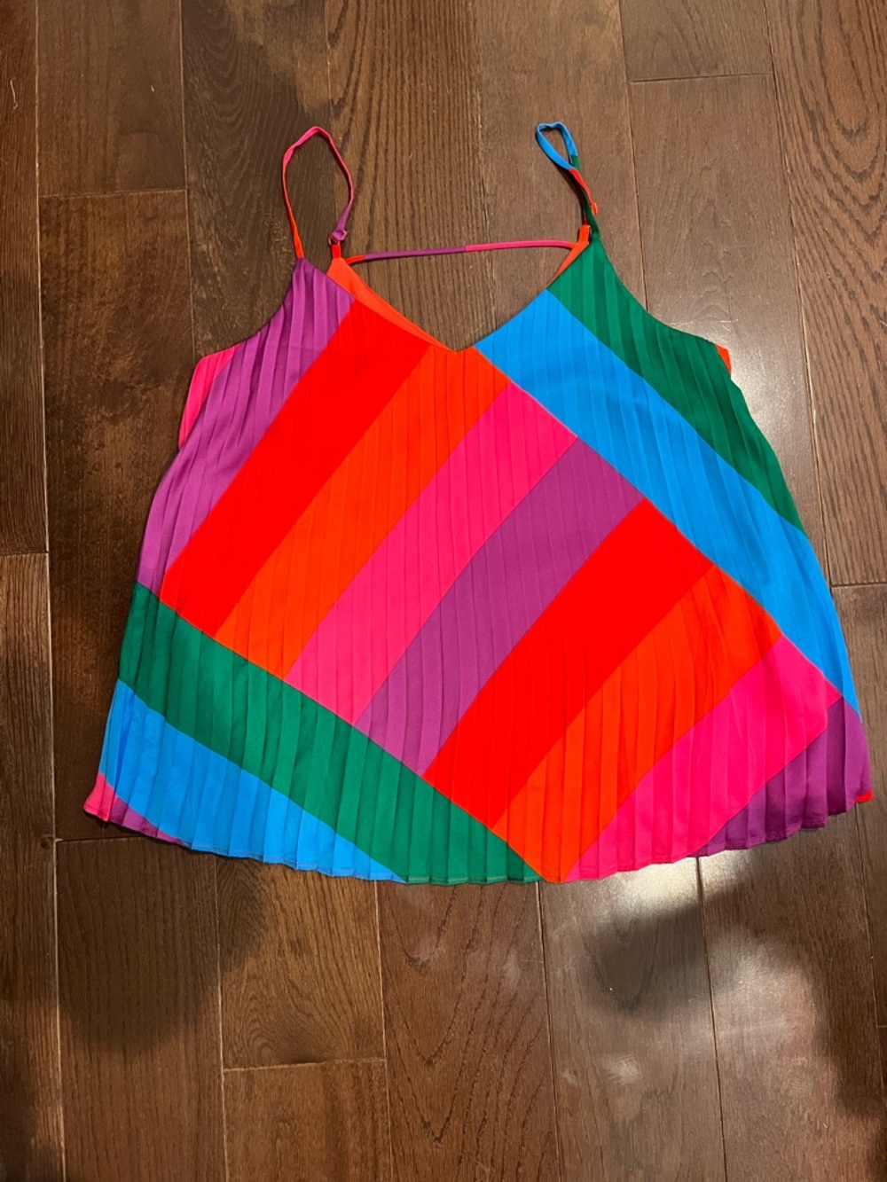 Skies are Blue Bright Multicolor Pleated Cami Tank